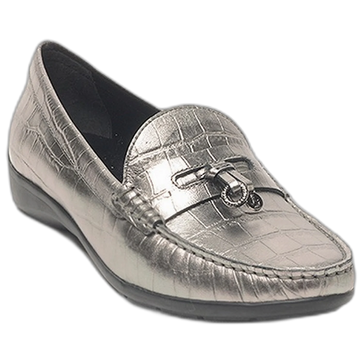 Mocasín  Hush Puppies Ross Cuero Croco Plateado