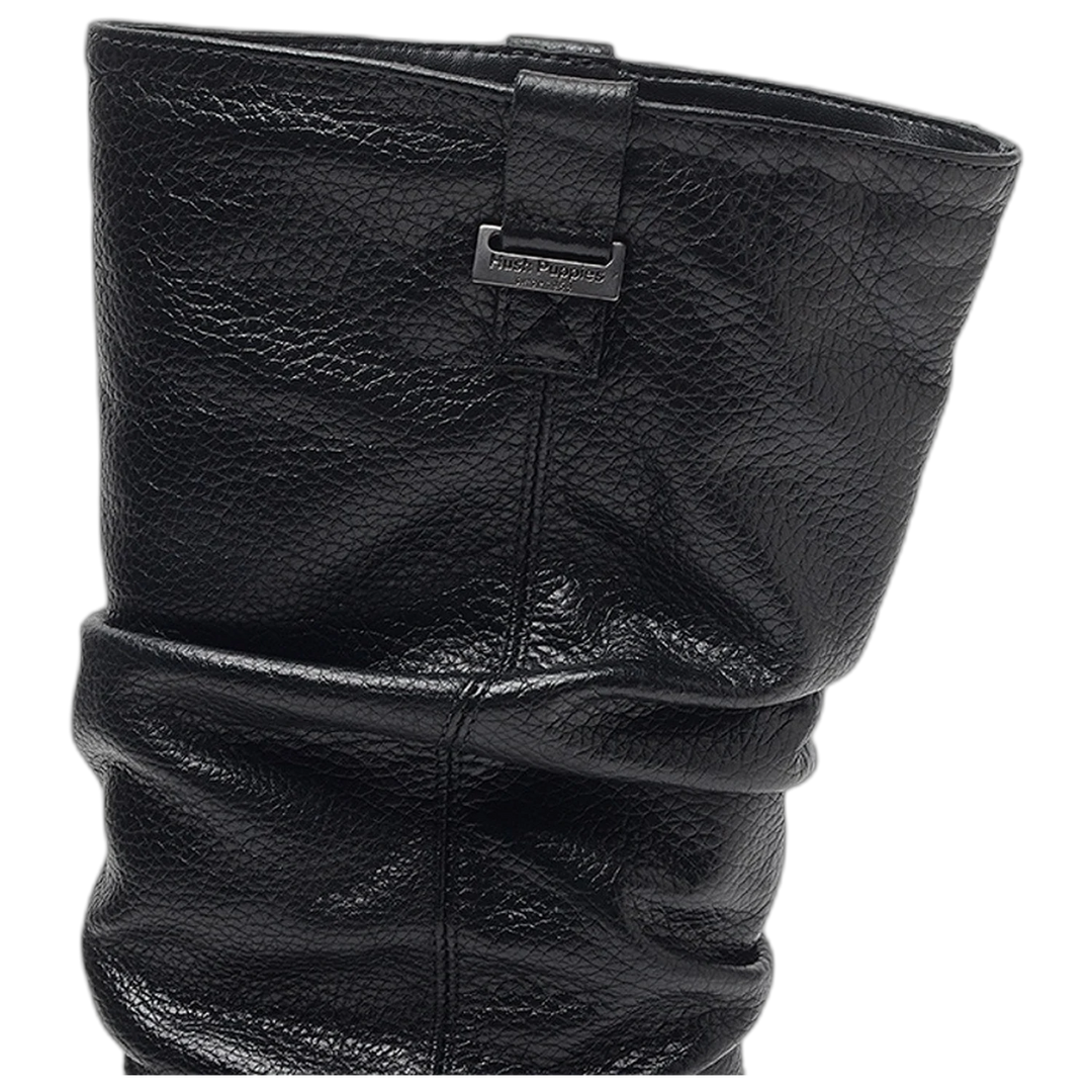 Bota Hush Puppies Uma Cuero Negro Caña Media Mujer