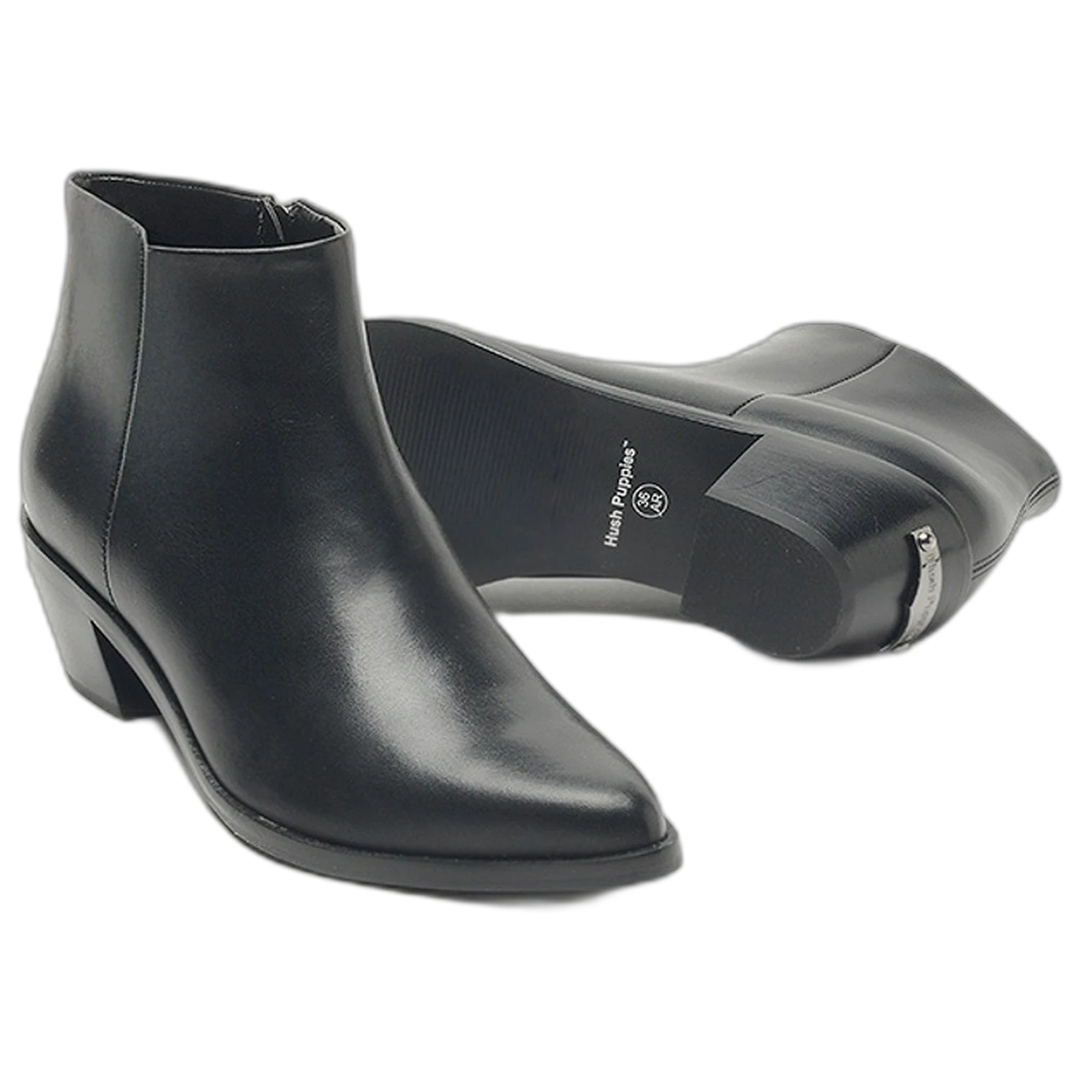 Bota Hush Puppies Sparta Cuero Caña Corta Negra