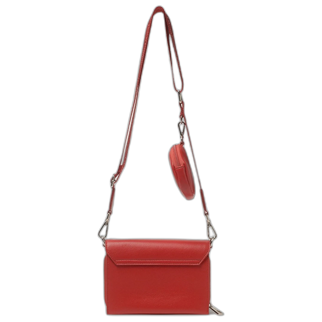 Bandolera Hush Puppies Bada Roja Con Tapa y Monedero Desmontable