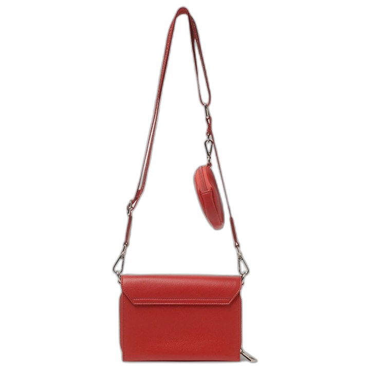 Bandolera Hush Puppies Bada Roja Con Tapa y Monedero Desmontable