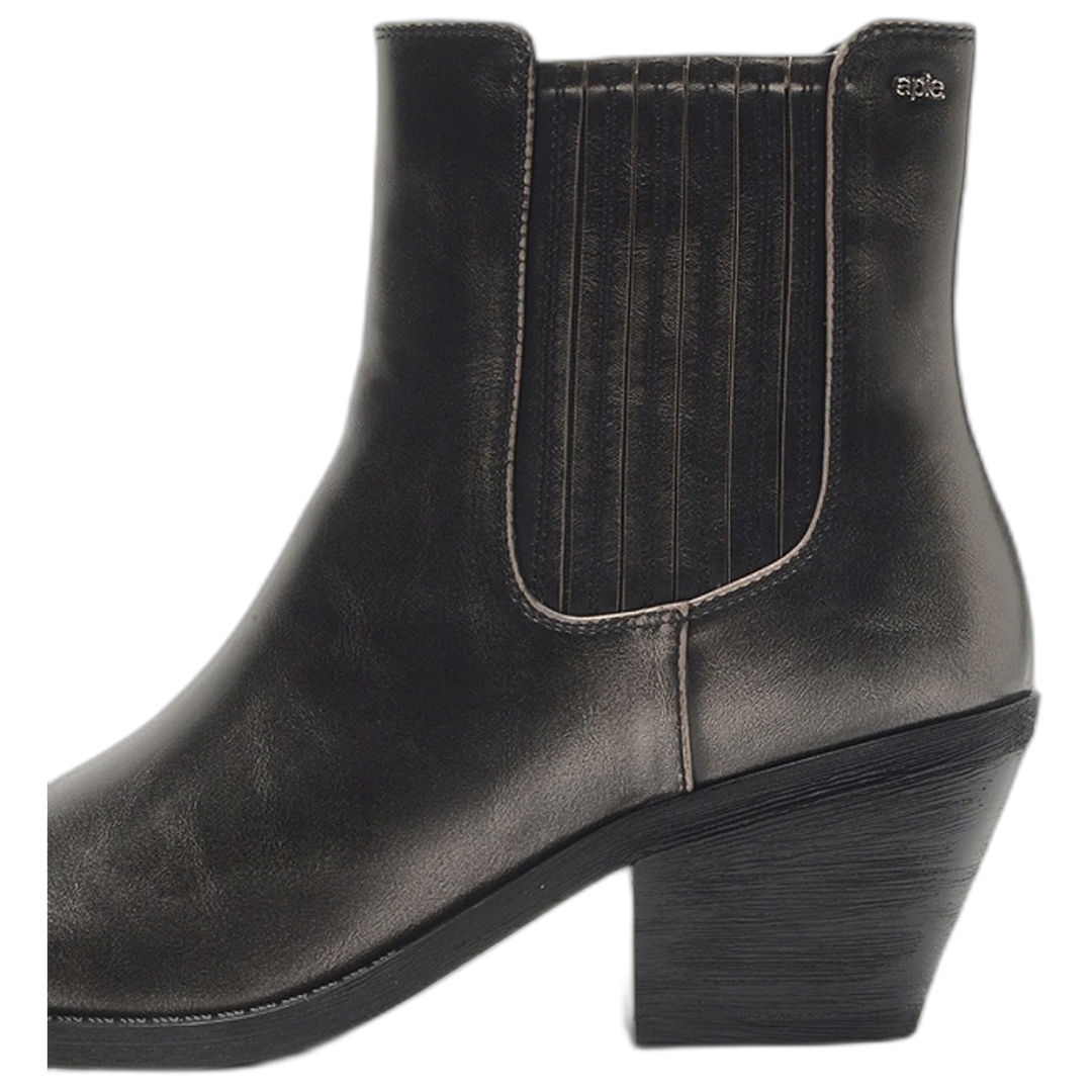 Bota A Pie Jersey Texana Cuero Ecológico Taco Medio Negra