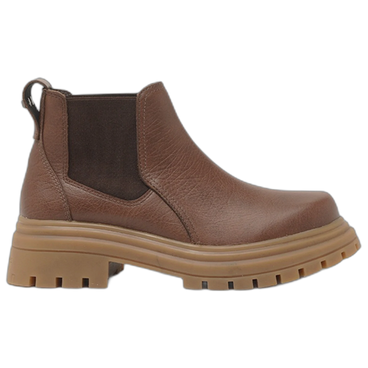 Botas Hush Puppies Dorah Marron Cuero Con Elásticos Laterales