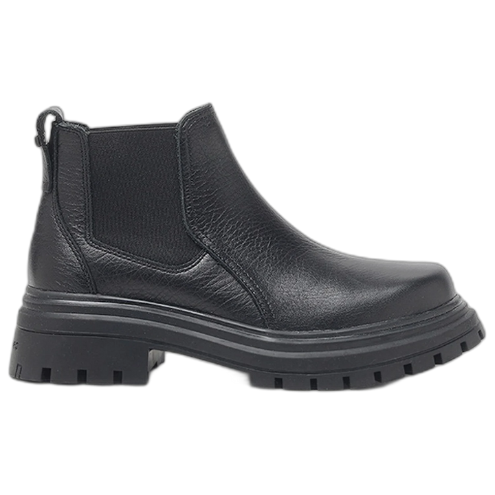 Botas Hush Puppies Dorah Negro Cuero Con Elásticos Laterales