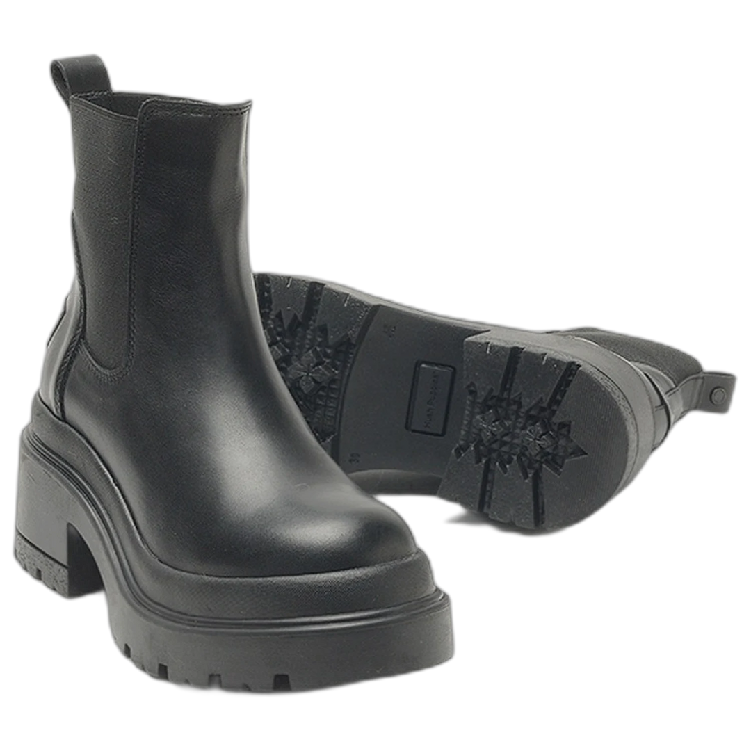 Bota Hush Puppies Piper Bota Cuero Taco 7,5 cm Negra