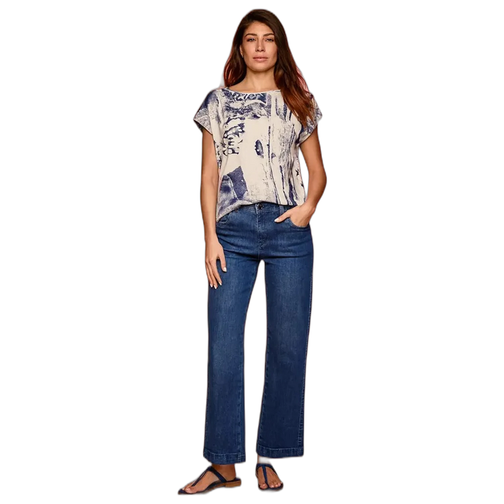 Jean Harry Azul Denim Spandex Tiro Medio Alto