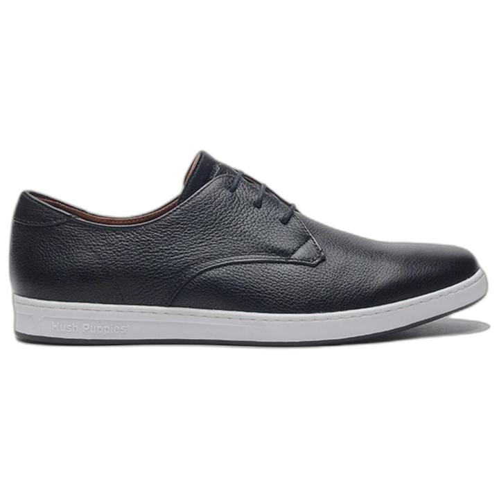 Zapatilla Hush Puppies Mick Cuero Brush Off Acordonada Negra