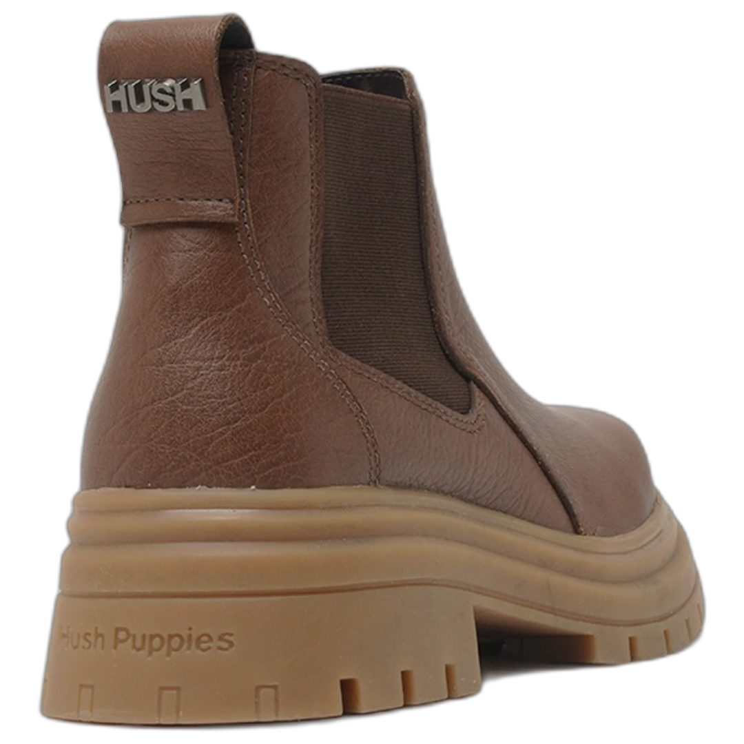 Botas Hush Puppies Dorah Marron Cuero Con Elásticos Laterales