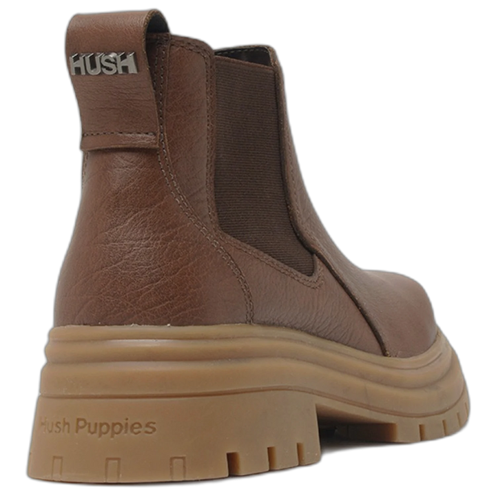 Botas Hush Puppies Dorah Marron Cuero Con Elásticos Laterales
