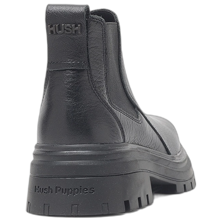 Botas Hush Puppies Dorah Negro Cuero Con Elásticos Laterales