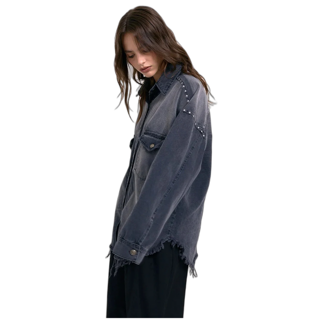 Chaqueta Over Metal Mujer 47 Street Gabardina con Tachas
