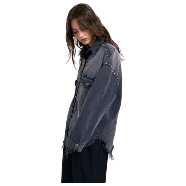 Chaqueta Over Metal Mujer 47 Street Gabardina con Tachas