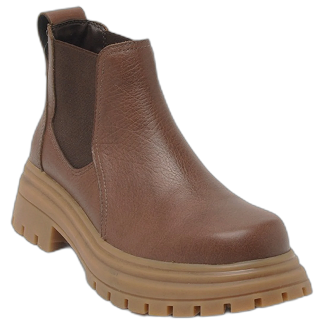 Botas Hush Puppies Dorah Marron Cuero Con Elásticos Laterales