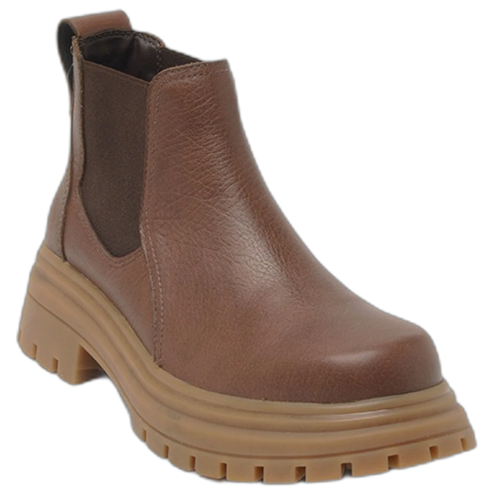 Botas Hush Puppies Dorah Marron Cuero Con Elásticos Laterales