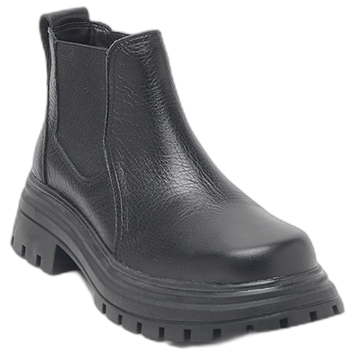 Botas Hush Puppies Dorah Negro Cuero Con Elásticos Laterales