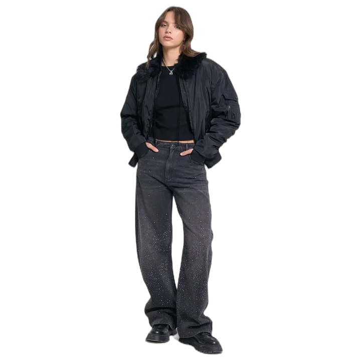 Jean 47 Street Baggy Shine Black Mujer