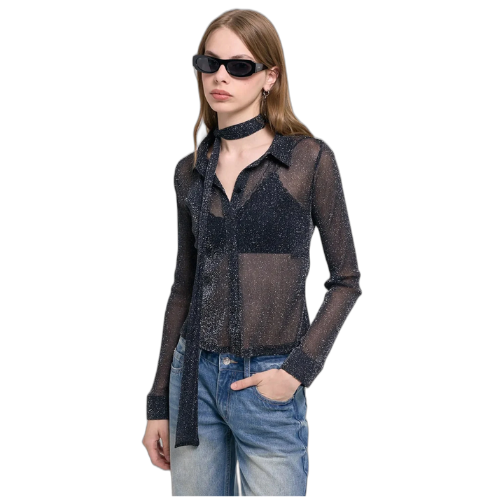 Camisa Spark Neck 47 Street Mujer Microtul con Lurex