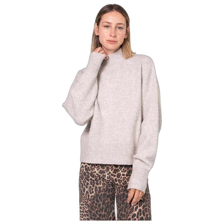 Sweater Melocotón Spongy Mock Mujer Cuello Alto