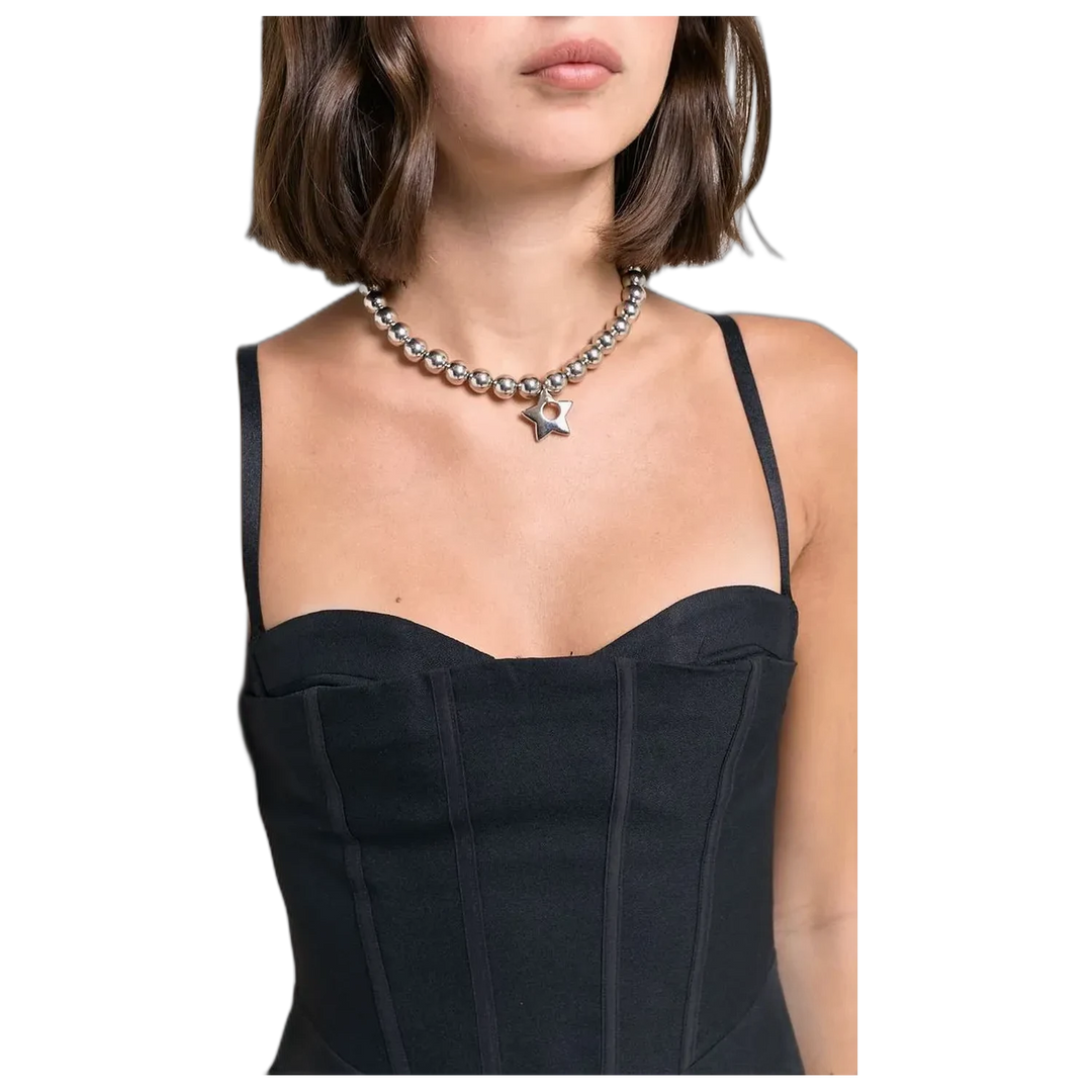 Vestido 47 Street Repeat Corto Estilo Corset con Tajo Lateral