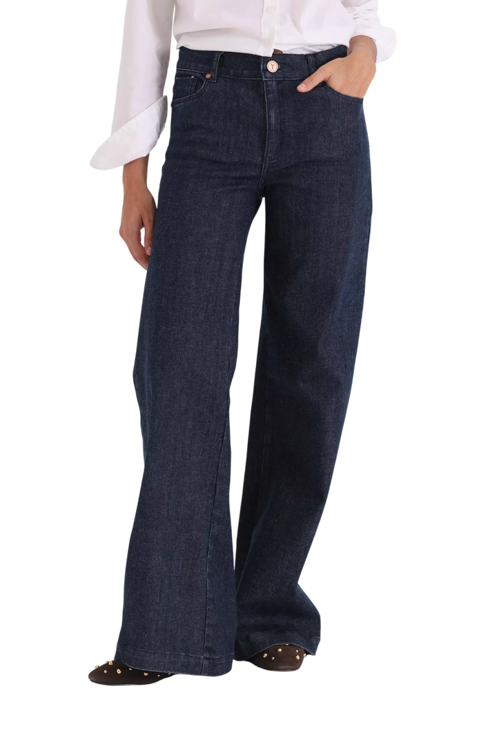 Jean Yagmour Y005 Wide Leg Tiro Alto Blue Mujer