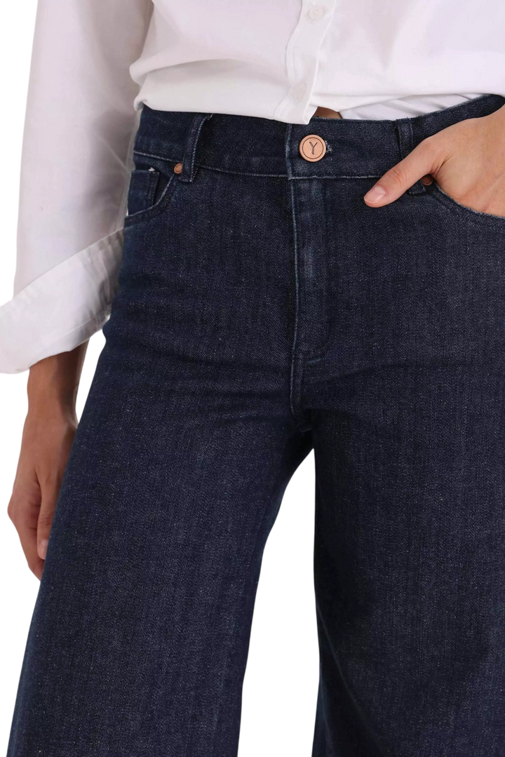 Jean Yagmour Y005 Wide Leg Tiro Alto Blue Mujer