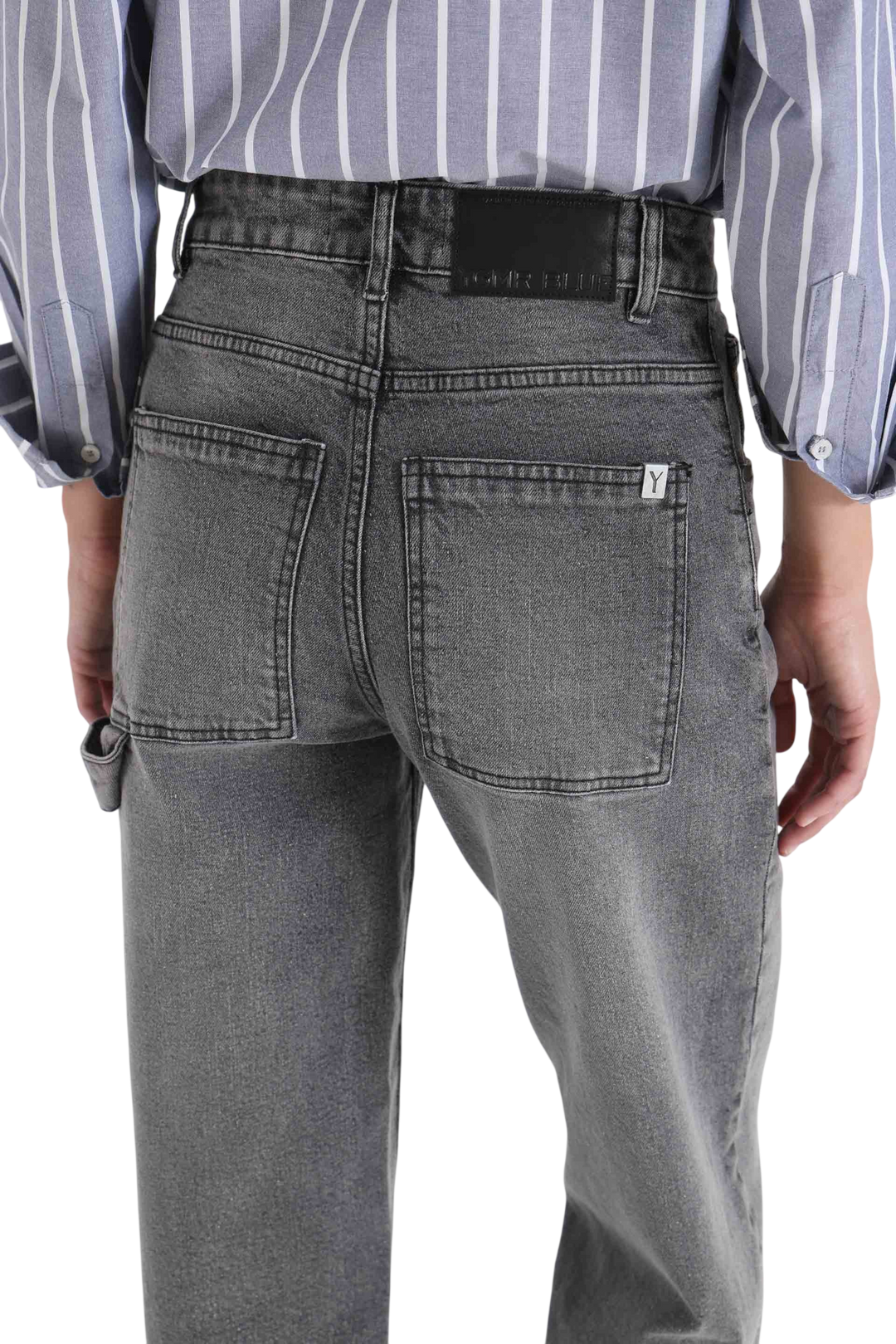 Jean Baggy Y011 Tiro Medio Gris Profundo Yagmour Mujer