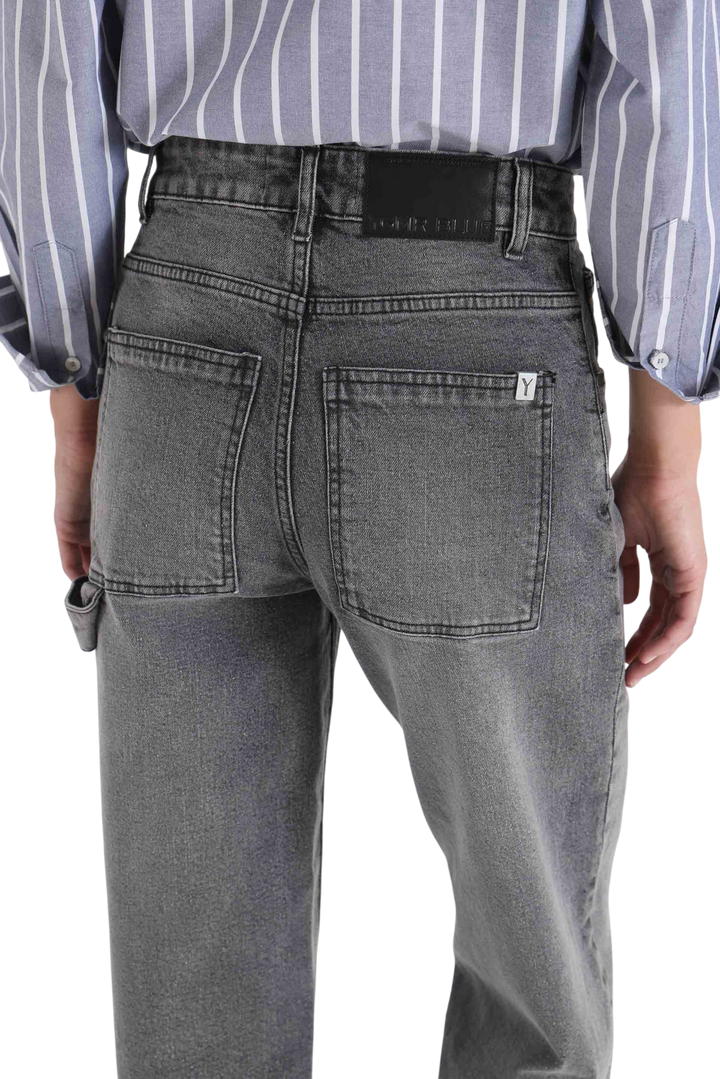 Jean Baggy Y011 Tiro Medio Gris Profundo Yagmour Mujer