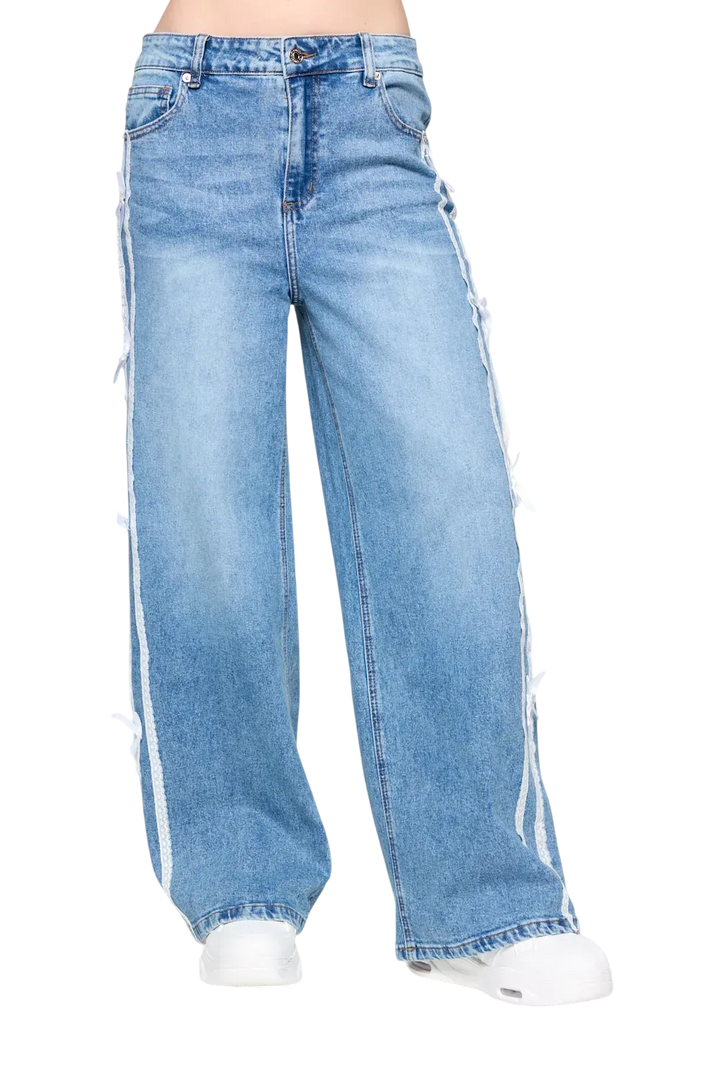 Jean Wide Leg Ribbons 47 Street Mujer