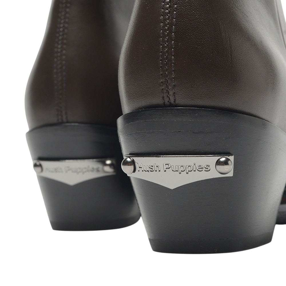 Bota Hush Puppies Sparta Cuero Caña Corta Con Cierre Marrón