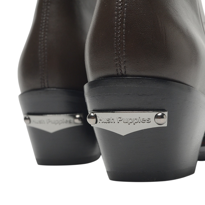 Bota Hush Puppies Sparta Cuero Caña Corta Con Cierre Marrón