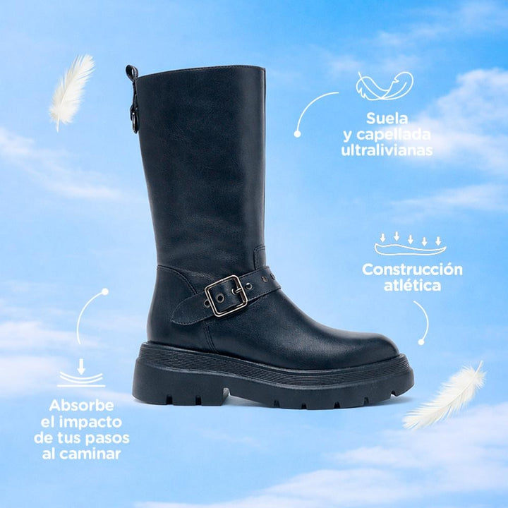 Bota Hush Puppies Florence  Caña Alta Zero G Negra