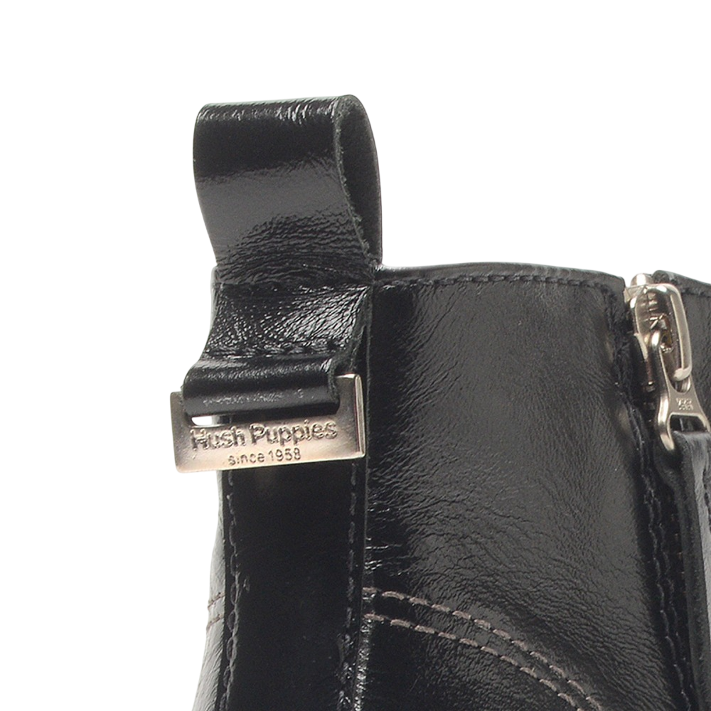 Bota Hush Puppies Charo Cuero Taco 6 cm Negra