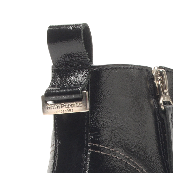 Bota Hush Puppies Charo Cuero Taco 6 cm Negra