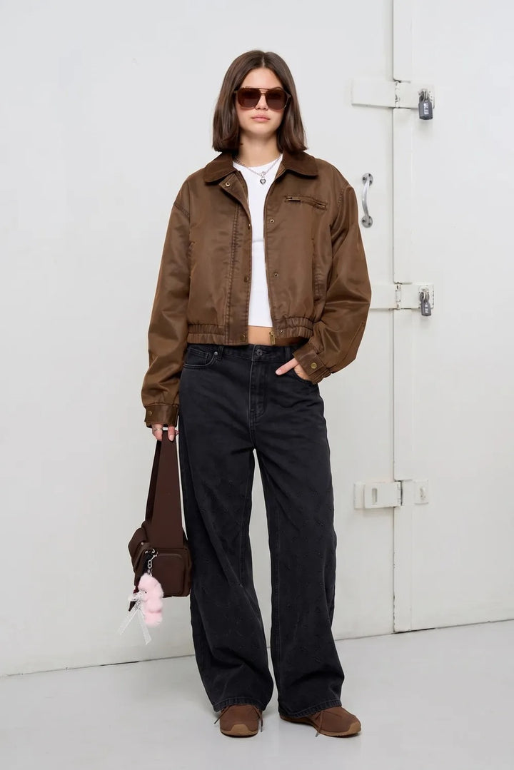 Jean Wide Leg Cross Texture Black 47 Street Mujer