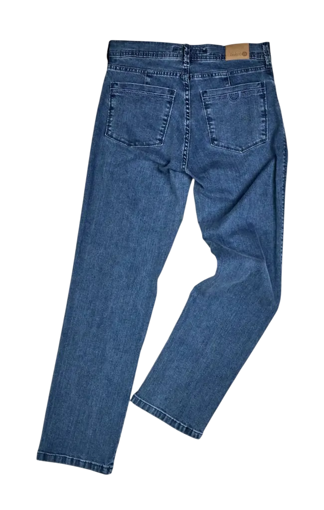 Jean Harry Azul Denim Spandex Tiro Medio Alto